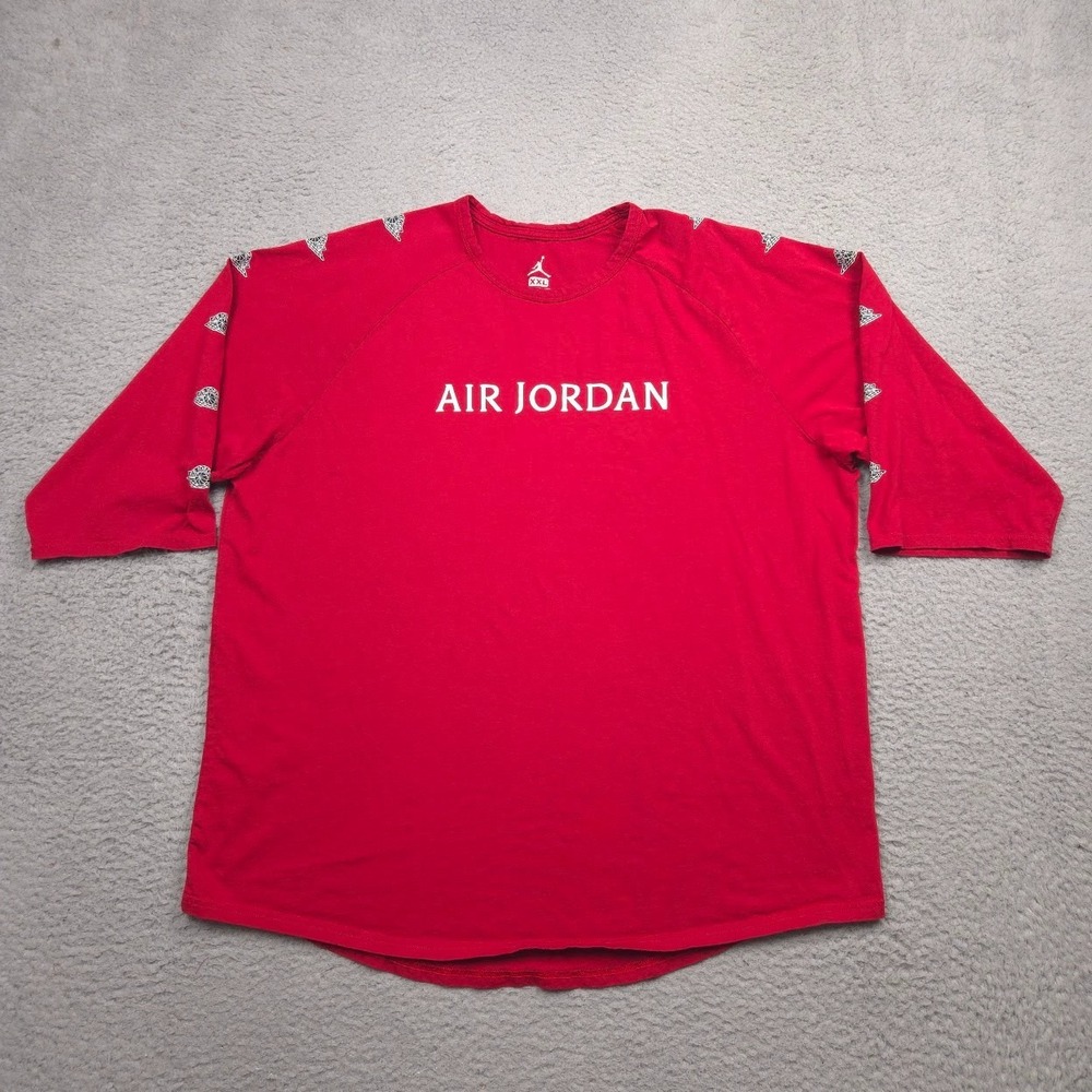 Jordan JSW Wings 3/4 Sleeve Shirt Men 2XL Red Air Jordan Graphic Cotton